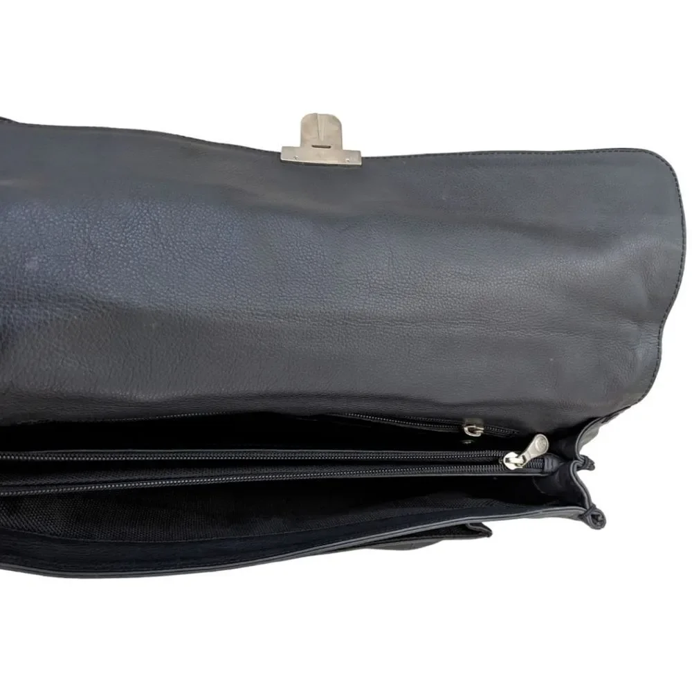 A.G. Spalding & Bros. New York Black Leather Messenger Briefcase Work & Office